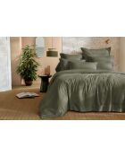 Housse de couette en percale de coton unie Perrine romarin