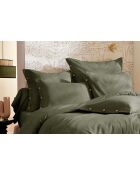 Housse de couette en percale de coton unie Perrine romarin
