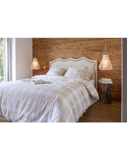 Housse de couette en coton flanelle tissée teinte Hector rose pêche