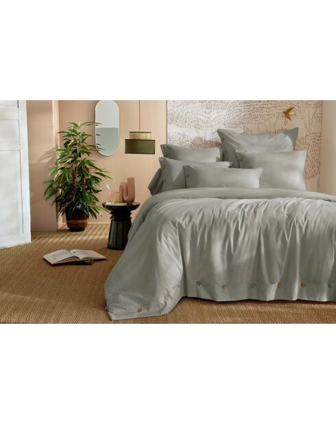 Housse de couette en percale de coton unie Perrine céladon