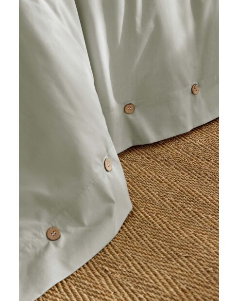 Housse de couette en percale de coton unie Perrine céladon