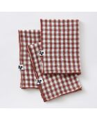 Lot de 3 serviettes de table en gaze coton tissée teinte Vickie terracotta - 40 x 40 cm