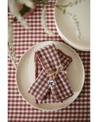 Lot de 3 serviettes de table en gaze coton tissée teinte Vickie terracotta - 40 x 40 cm