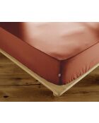 Drap housse en percale de coton unie Perrine tomette