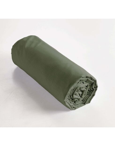 Drap housse en percale de coton unie Perrine romarin
