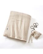 Rideau ajustable + 8 anneaux pince en gaze de coton tissée teinte Vickie ficelle - 140 x 300 cm