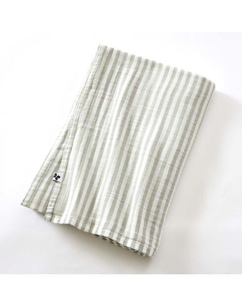Nappe rectangle en gaze de coton tissée teinte Romie eucalyptus - 150 x 350 cm