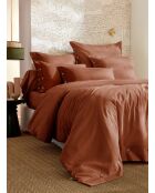 Housse de couette en percale de coton unie Perrine tomette