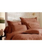Housse de couette en percale de coton unie Perrine tomette