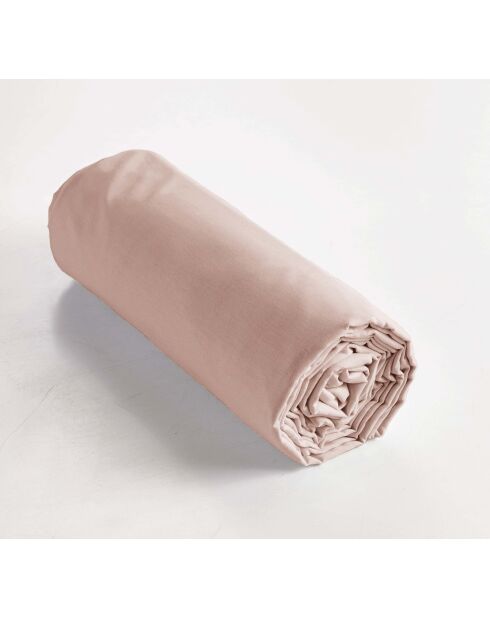Drap housse en percale de coton unie Perrine blush