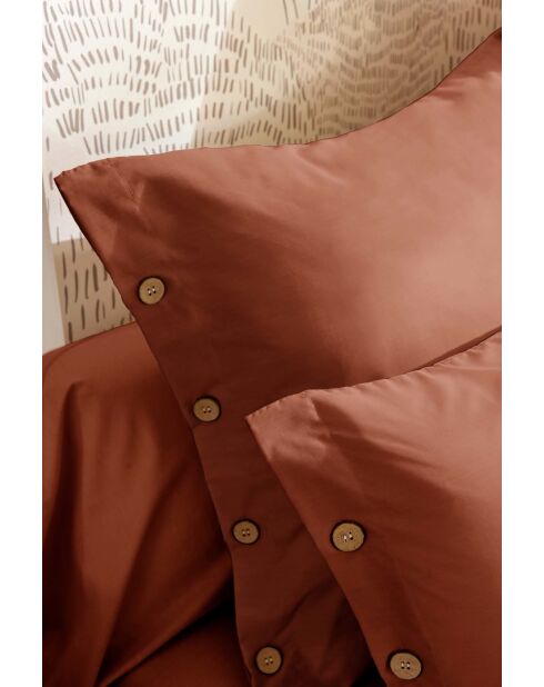 Funda de almohada Perrine tomette de percal de algodón liso