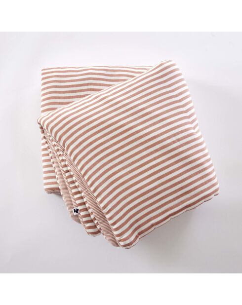 Bout de lit en gaze coton tissée teinte Romie abricot - 90 x 200 cm
