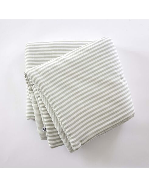 Bout de lit en gaze coton tissée teinte Romie eucalyptus - 90 x 200 cm