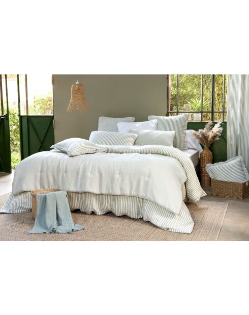 Bout de lit en gaze coton tissée teinte Romie eucalyptus - 90 x 200 cm