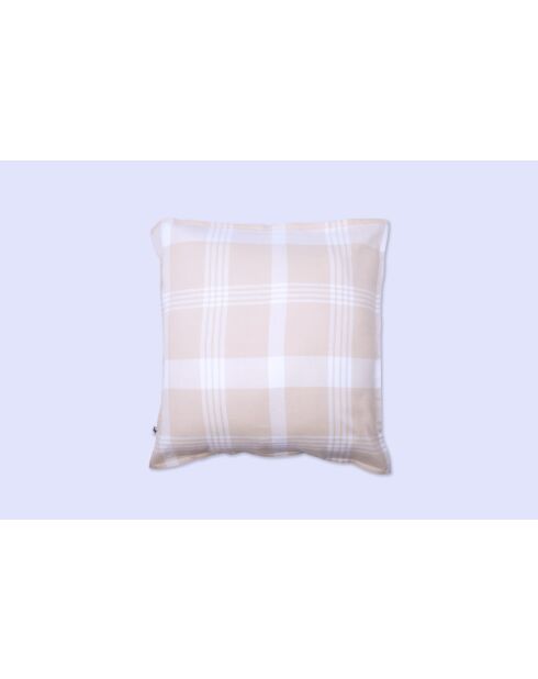 Taie d'oreiller en coton flanelle tissée teinte Hector rose pêche