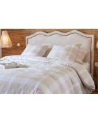 Taie d'oreiller en coton flanelle tissée teinte Hector rose pêche