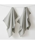 Lot de 2 essuie-mains en gaze coton tissée teinte Vickie romarin - 50 x 70 cm