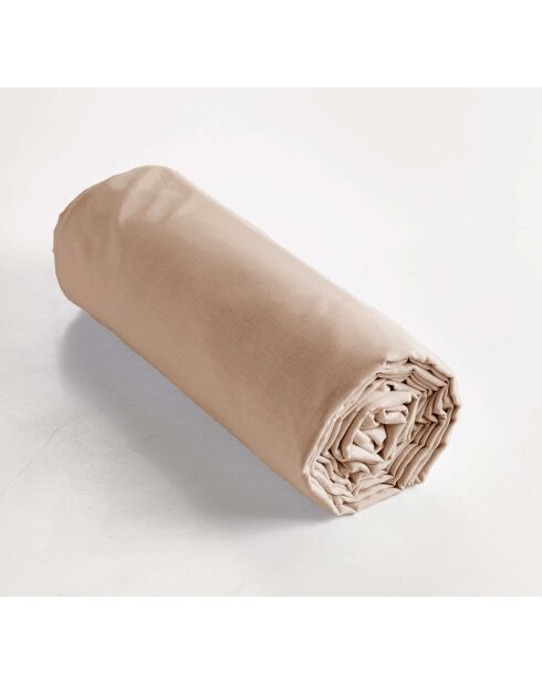 Drap housse en percale de coton unie Perrine ficelle
