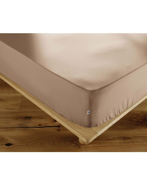Drap housse en percale de coton unie Perrine ficelle