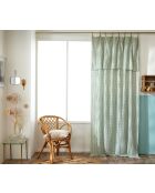 Tenda regolabile + 8 anelli a clip in cotone intrecciato tinto in garza di eucalipto Vickie - 140 x 300 cm