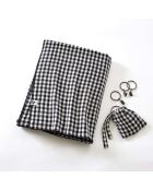 Rideau ajustable + 8 anneaux pince en gaze de coton tissée teinte Vickie truffe - 140 x 300 cm