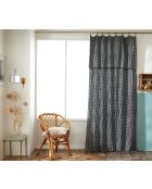 Rideau ajustable + 8 anneaux pince en gaze de coton tissée teinte Vickie truffe - 140 x 300 cm