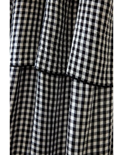 Rideau ajustable + 8 anneaux pince en gaze de coton tissée teinte Vickie truffe - 140 x 300 cm