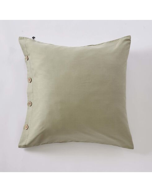 Taie d'oreiller en percale de coton unie Perrine sauge