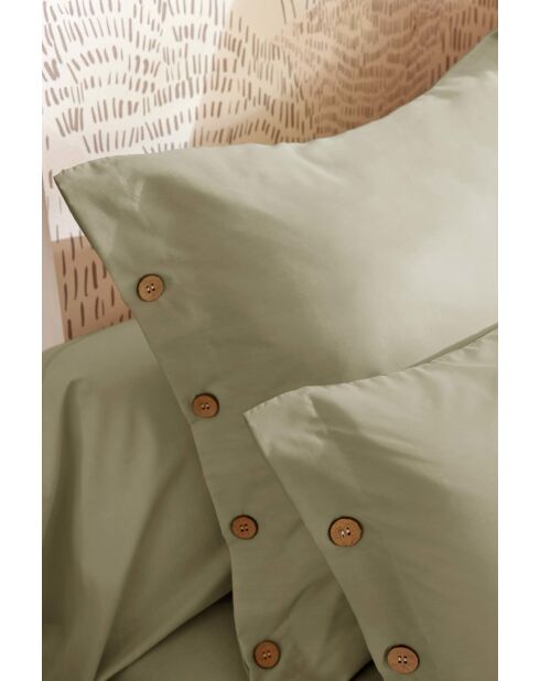 Taie d'oreiller en percale de coton unie Perrine sauge