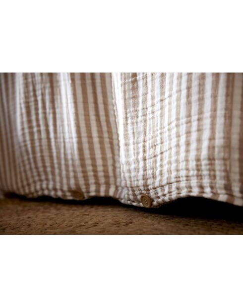 Housse de couette réversible en gaze coton tissée teinte Romie ficelle