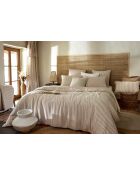 Housse de couette réversible en gaze coton tissée teinte Romie ficelle