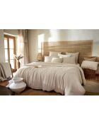 Housse de couette réversible en gaze coton tissée teinte Romie ficelle