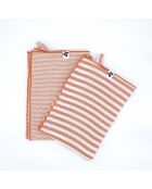 Lot de 2 essuie-mains en gaze coton tissée teinte Romie abricot - 50 x 70 cm