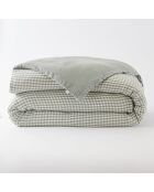 Housse de couette réversible en gaze coton tissée teinte Vickie eucalyptus