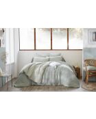 Housse de couette réversible en gaze coton tissée teinte Vickie eucalyptus