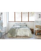 Housse de couette réversible en gaze coton tissée teinte Vickie eucalyptus
