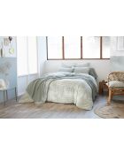Housse de couette réversible en gaze coton tissée teinte Vickie eucalyptus