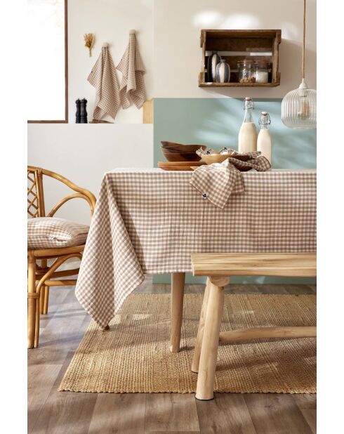 Nappe rectangle en gaze de coton tissée teinte Vickie ficelle - 150 x 350 cm