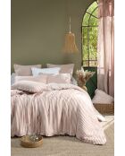 Housse de couette réversible en gaze coton tissée teinte Romie abricot