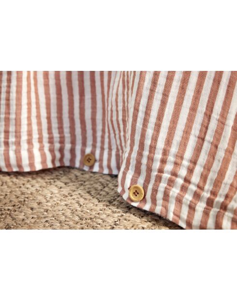 Housse de couette réversible en gaze coton tissée teinte Romie abricot