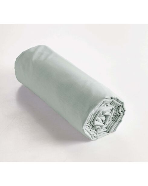 Drap housse en percale de coton unie Perrine céladon