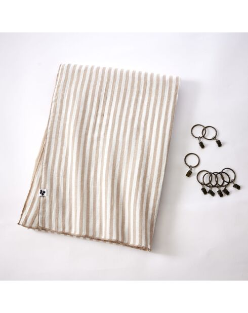 Tenda regolabile + 8 anelli a clip in cordoncino Romie tinto in garza di cotone intrecciato - 140 x 300 cm