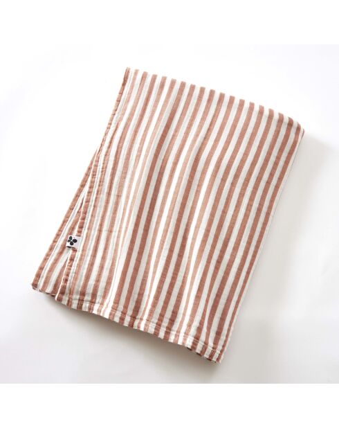 Nappe rectangle en gaze de coton tissée teinte Romie abricot - 150 x 250 cm