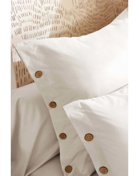 Taie d'oreiller en percale de coton unie Perrine chantilly