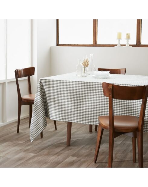 Nappe rectangle en gaze de coton tissée teinte Vickie romarin - 150 x 250 cm