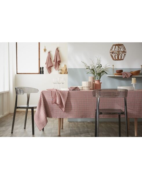 Nappe rectangle en gaze de coton tissée teinte Vickie terracotta - 150 x 250 cm