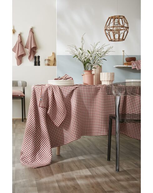 Nappe rectangle en gaze de coton tissée teinte Vickie terracotta - 150 x 250 cm