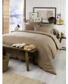 Taie d'oreiller en coton flanelle unie Candice ficelle
