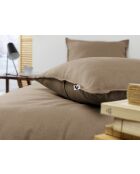 Taie d'oreiller en coton flanelle unie Candice ficelle
