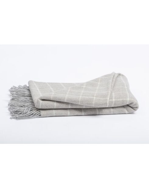 Plaid à franges en laine Camille gris - 140 x 200 cm